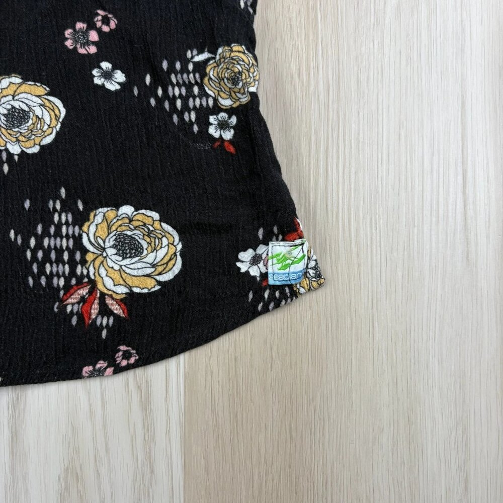 Seaplane Mens Black Floral Hawaiian Short Sleeve Comfy Button Up Shirt Size S - Picture 6 of 13